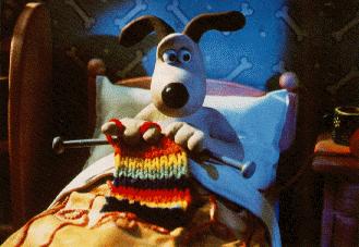 Gromit Knitting in Bed